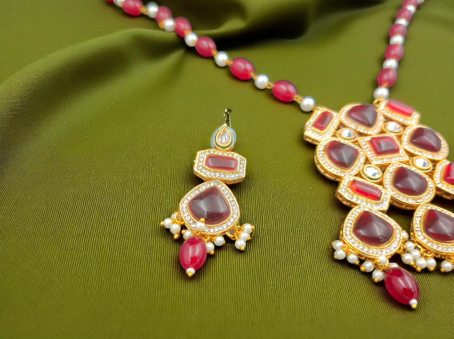 Gothica Raktatara Necklace set with Radiant Kundan Work