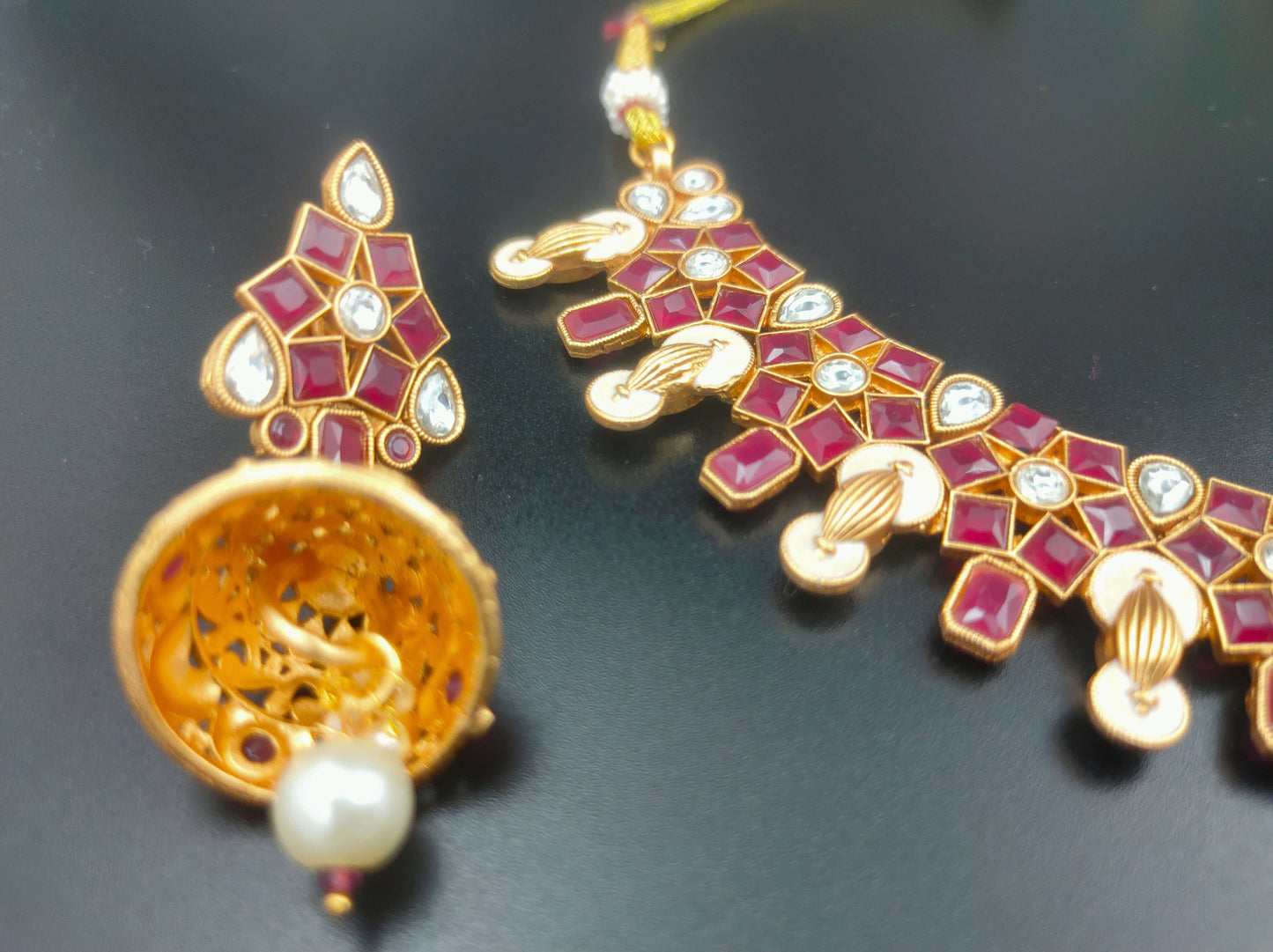 Gothica The Rudratara Necklace Set with Premium Kundan Stones and Delicate Pearls