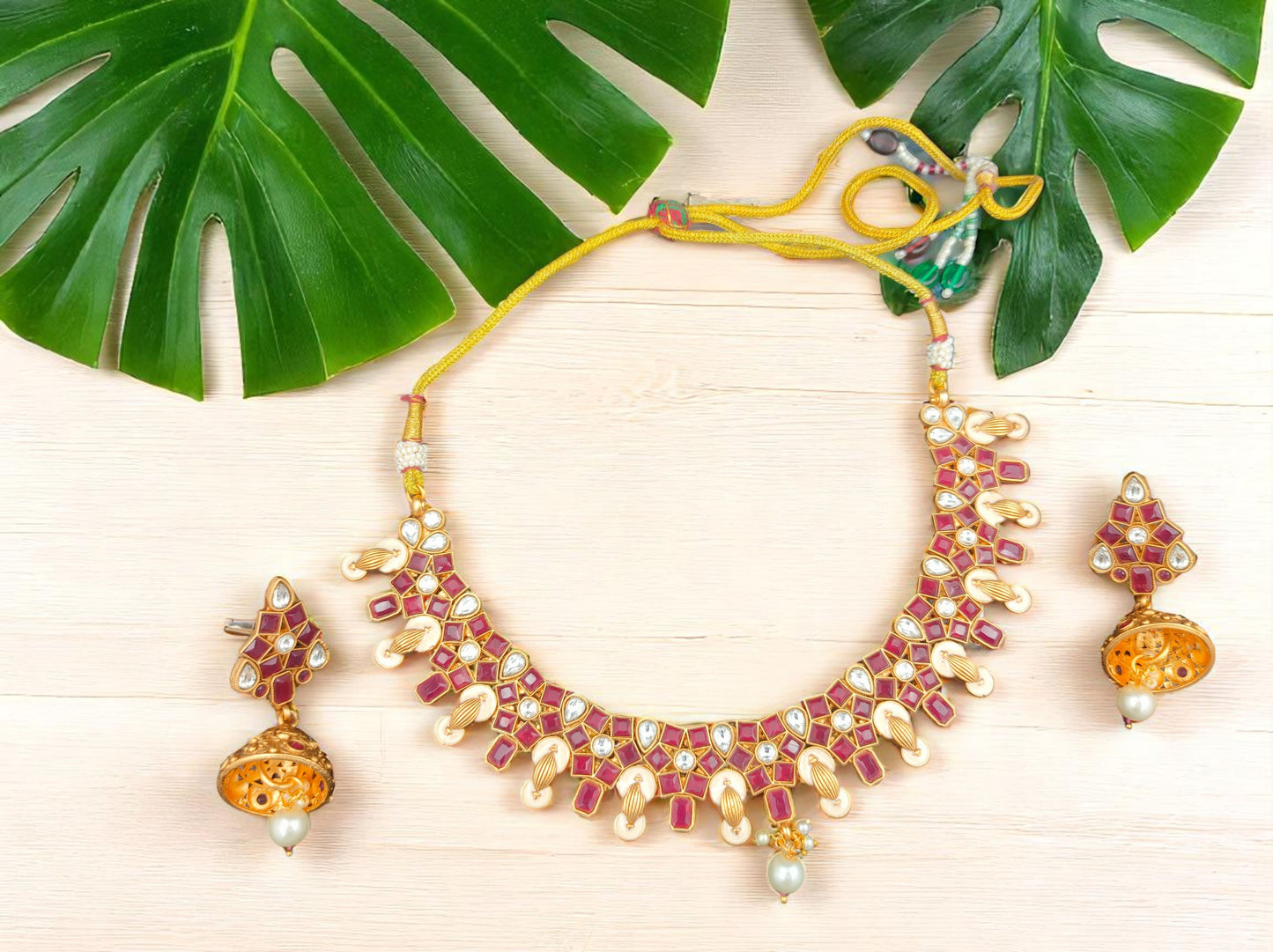 Gothica The Rudratara Necklace Set with Premium Kundan Stones and Delicate Pearls