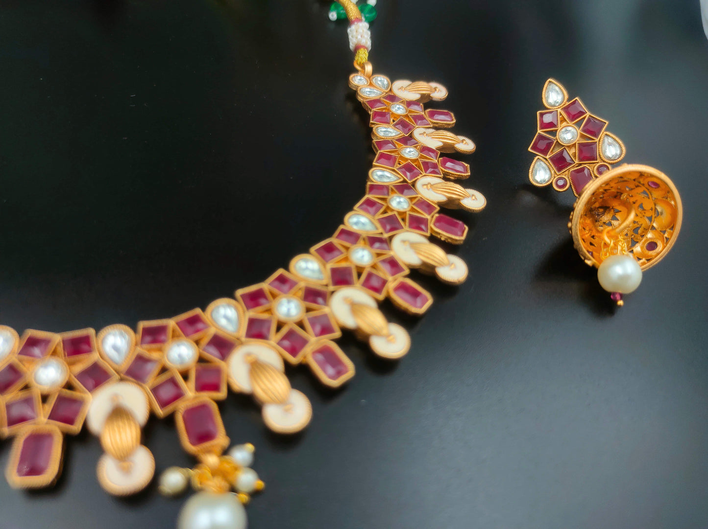 Gothica The Rudratara Necklace Set with Premium Kundan Stones and Delicate Pearls